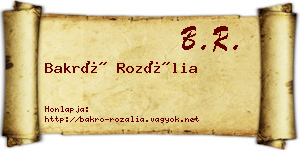 Bakró Rozália névjegykártya